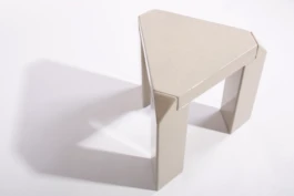 three legged side table with crackled ceramic finish 