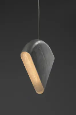 Hanging aluminium pendant lamp with sculpted glass diffuser 