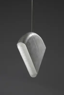 Hanging aluminium pendant lamp with sculpted glass diffuser 
